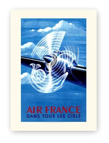 Affiche Air France - Dans tous les ciels Hélice - 50x70 en tube 1