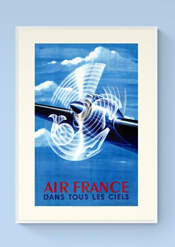 Affiche Air France - Dans tous les ciels Hélice - 50x70 en tube 2