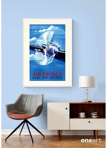 Affiche Air France - Dans tous les ciels Hélice - 50x70 en tube 3