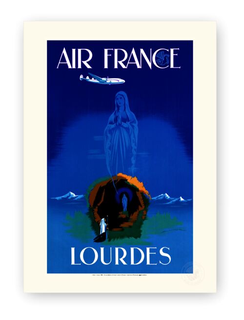 Affiche Air France - Lourdes - 30X40