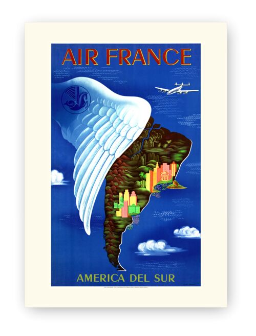Affiche Air France - America del sur - 50x70 en tube