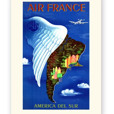 Affiche Air France - America del sur - 50x70 en tube