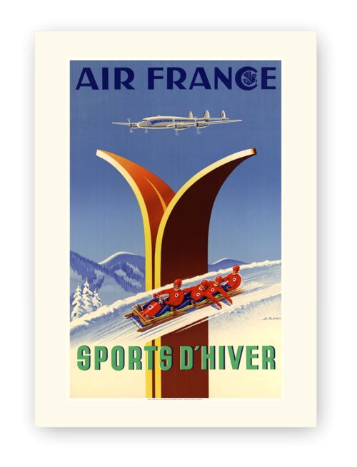 Affiche Air France - Sports d'hiver - 50x70 en tube