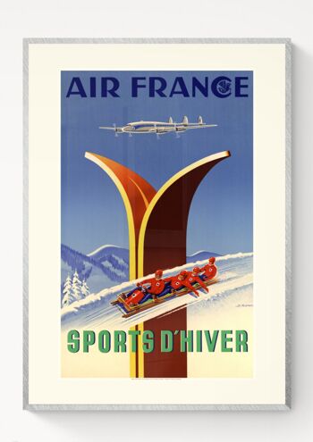 Affiche Air France - Sports d'hiver - 60x80 en tube 2