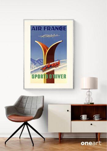 Affiche Air France - Sports d'hiver - 60x80 en tube 3