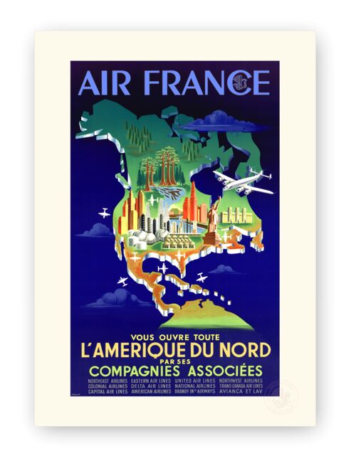 Affiche Air France - L'Amérique du Nord - 30x40