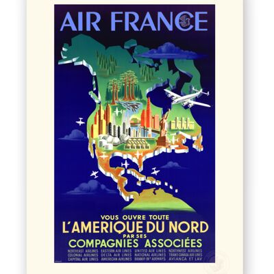 Affiche Air France - L'Amérique du Nord - 30x40
