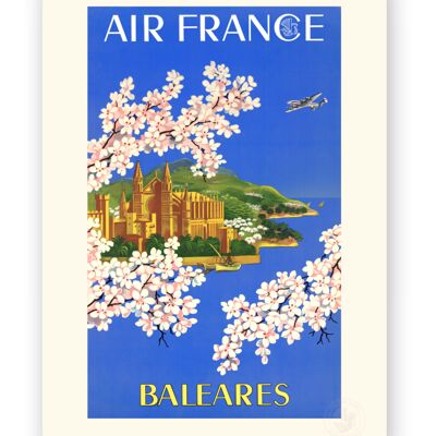 Affiche Air France - Baléares - 60x80 en tube