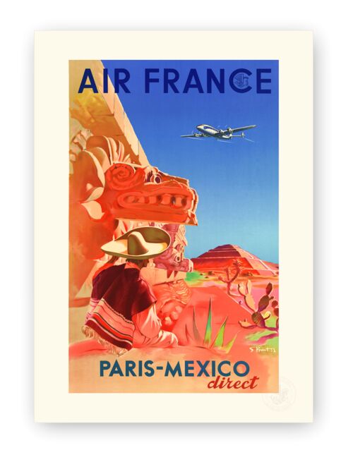 Affiche Air France - Paris Mexico direct - 30x40