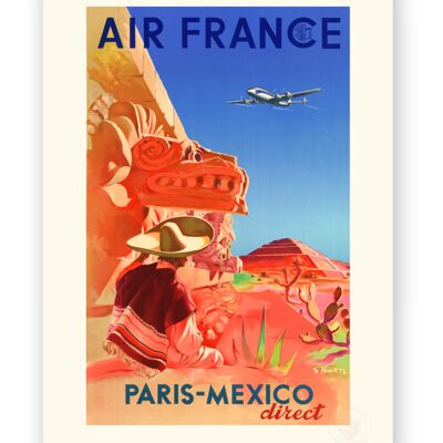 Affiche Air France - Paris Mexico direct - 30x40