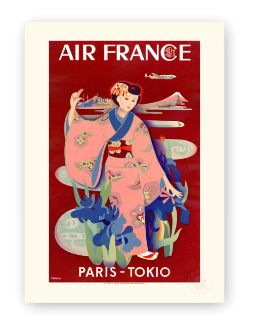 Affiche Air France - Paris-Tokio - 50x70 en tube