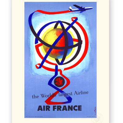 Affiche Air France - The World largest Airline - 60x80 en tube