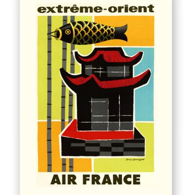 Affiche Air France - Extrême . Orient - 60x80 en tube