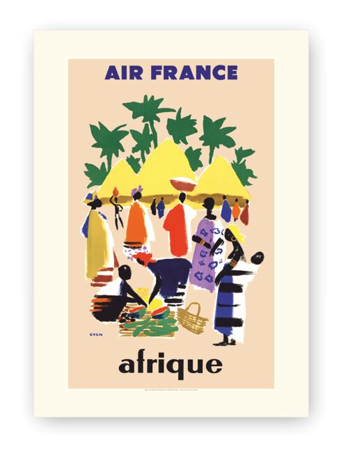 Affiche Air France - Afrique - Cases Village - 30X40