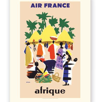 Affiche Air France - Afrique - Cases Village - 30X40