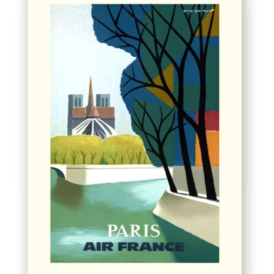 Affiche Air France - Paris (Notre-Dame) - 50x70 en tube