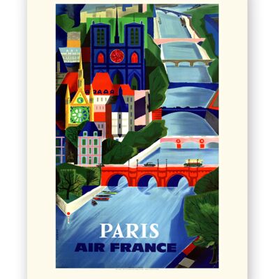 Affiche Air France - Paris - 60x80 en tube - Motif 1