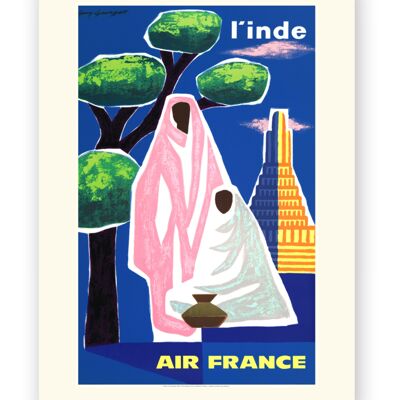 Affiche Air France - Inde - 50x70 en tube