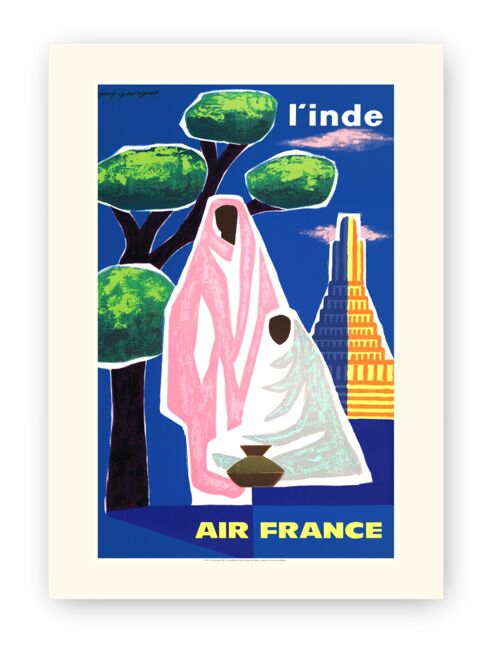 Affiche Air France - Inde - 60x80 en tube