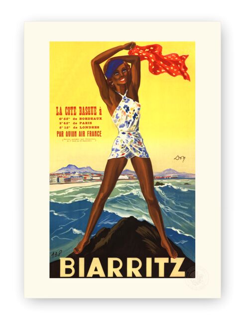 Affiche Air France - Biaritz - 60x80 en tube