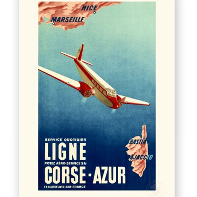 Affiche Air France - Corse Azur - 30x40