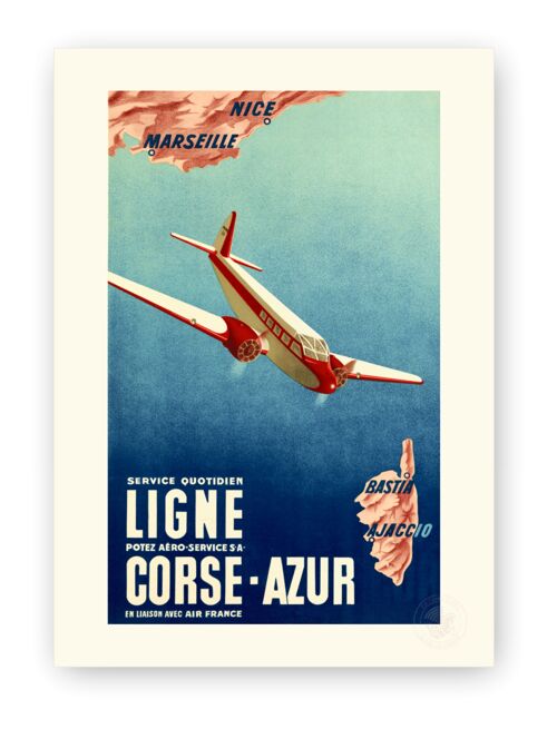 Affiche Air France - Corse Azur - 50x70 en tube