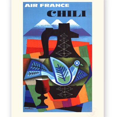 Affiche Air France - Chili - 30x40