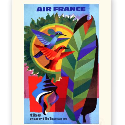 Affiche Air France - Les Caraïbes - 50x70 en tube