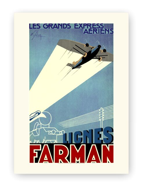 Affiche Air France - Lignes Farman - 30x40