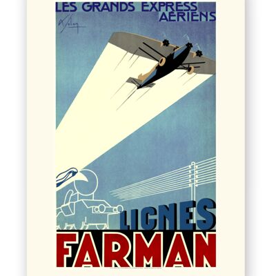 Affiche Air France - Lignes Farman - 40x50