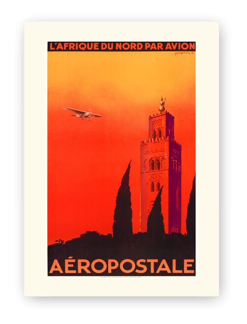 Affiche Air France - L'Afrique du Nord par avion - 50x70 en tube