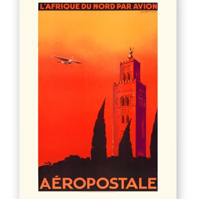 Affiche Air France - L'Afrique du Nord par avion - 60x80 en tube