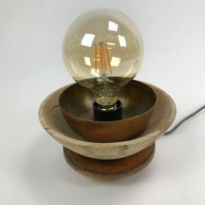Beautiful sturdy lamp for on the desk, made of wood and metal