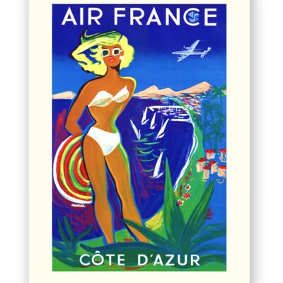 Affiche Air France - Côte d'Azur - 50x70 en tube - Motif 3