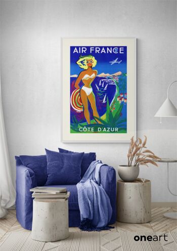 Affiche Air France - Côte d'Azur - 50x70 en tube - Motif 3 3