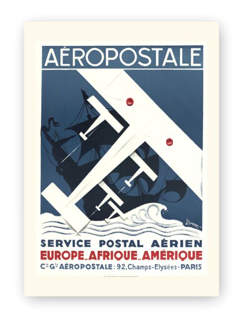 Affiche Air France - Service postal aérien - 50x70 en tube