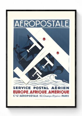 Affiche Air France - Service postal aérien - 60x80 en tube 2