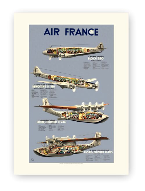 Affiche Air France - Flotte époque - 40x50