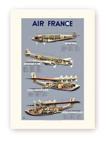 Affiche Air France - Flotte époque - 30x40 1