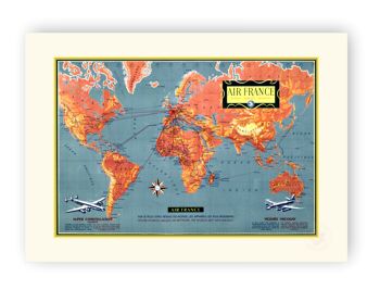 Affiche Air France - MAPPEMONDE découvrez le monde… - 30x40 1