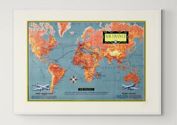 Affiche Air France - MAPPEMONDE découvrez le monde… - 40x50 2