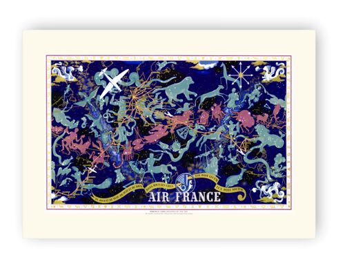Affiche Air France - MAPPEMONDE Céleste - 50x70 en tube