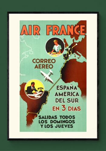 Affiche Air France - Air France / Espana America en 3 dias - 30x40 2