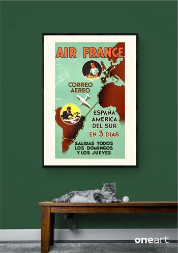 Affiche Air France - Air France / Espana America en 3 dias - 30x40 3