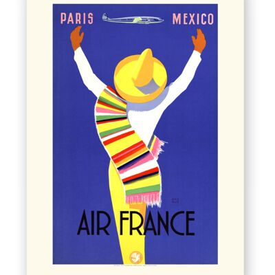 Affiche Air France - Paris Mexico - 30x40