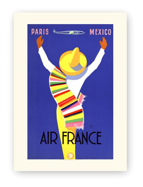 Affiche Air France - Paris Mexico - 50x70 en tube