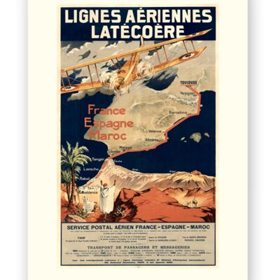 Affiche Air France - LATECOERE Affiche 1921 - 50x70 en tube