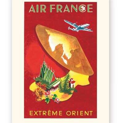 Affiche Air France - Extrême Orient - 50x70 en tube
