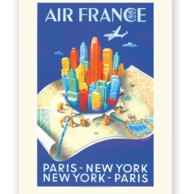 Affiche Air France - Paris New-York Building map - 50x70 en tube