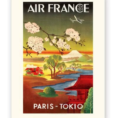 Affiche Air France - PARIS TOKIO - 60x80 en tube